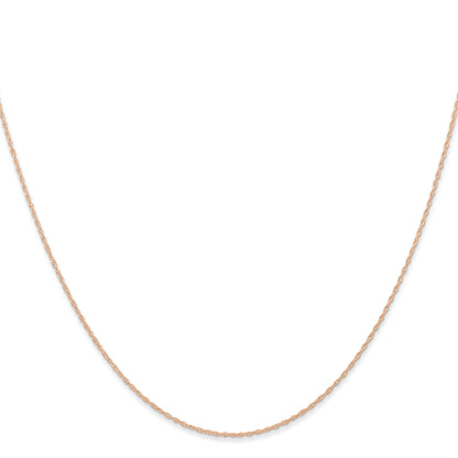18 Inch 10K Rose Gold .6 mm Carded Cable Rope Chain Necklace
