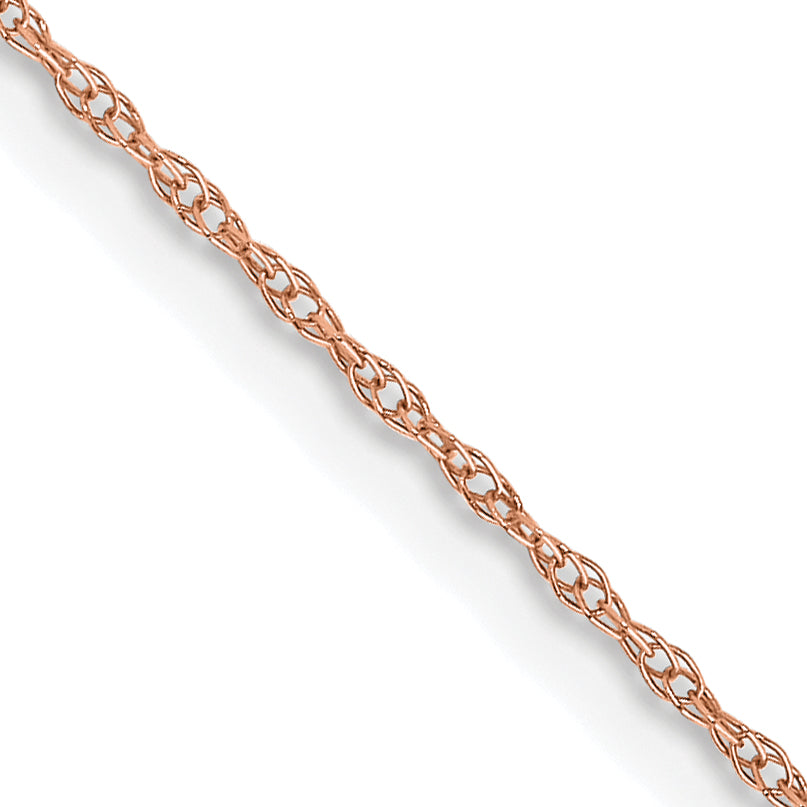 18 Inch 10K Rose Gold .6 mm Carded Cable Rope Chain Necklace