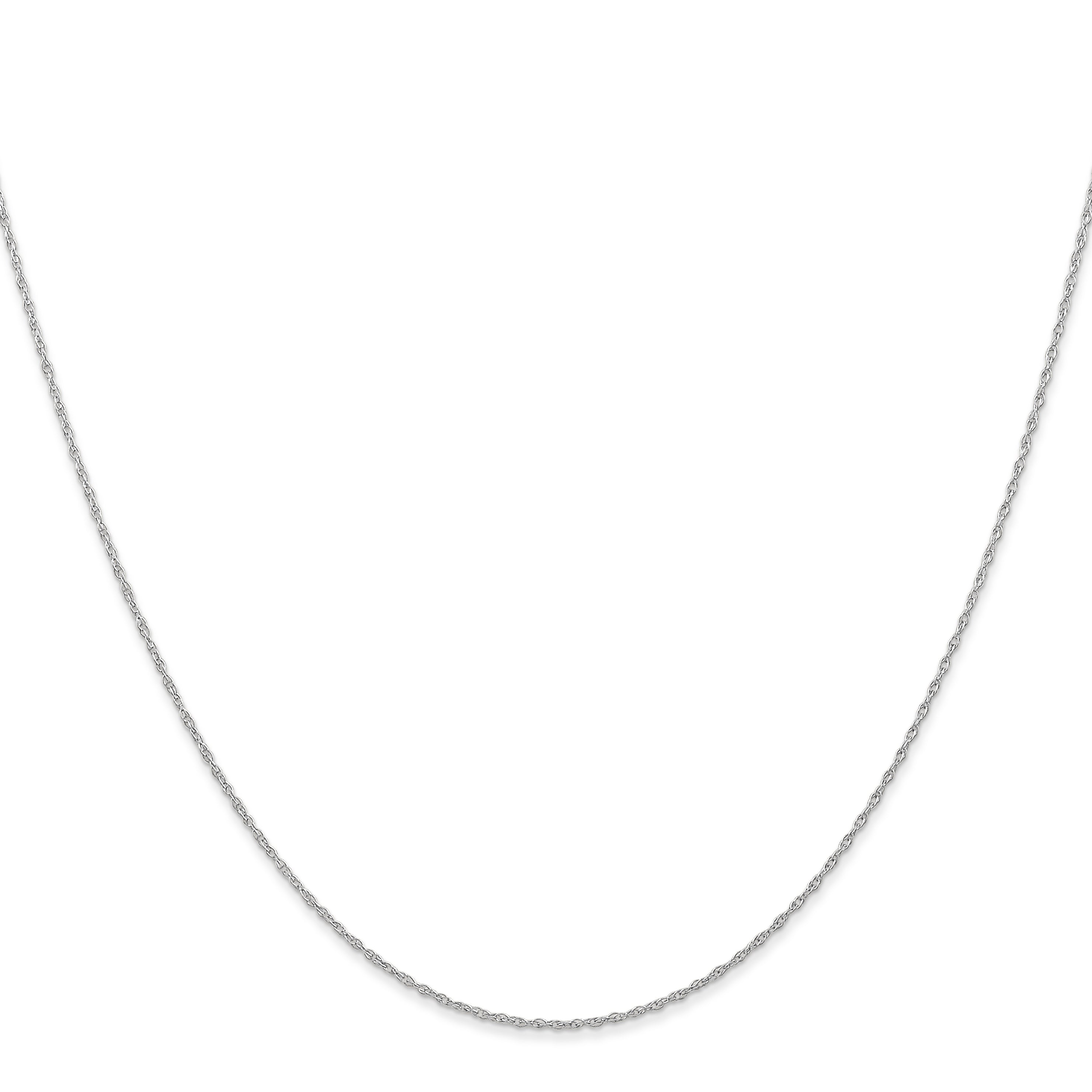 10K White Gold .6 mm Carded Cable Rope Chain Necklace