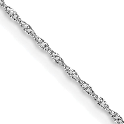 10K White Gold .6 mm Carded Cable Rope Chain Necklace