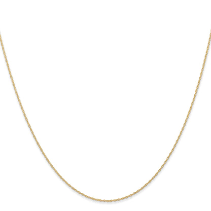 22 Inch 10K Yellow Gold .6 mm Carded Cable Rope Chain Necklace