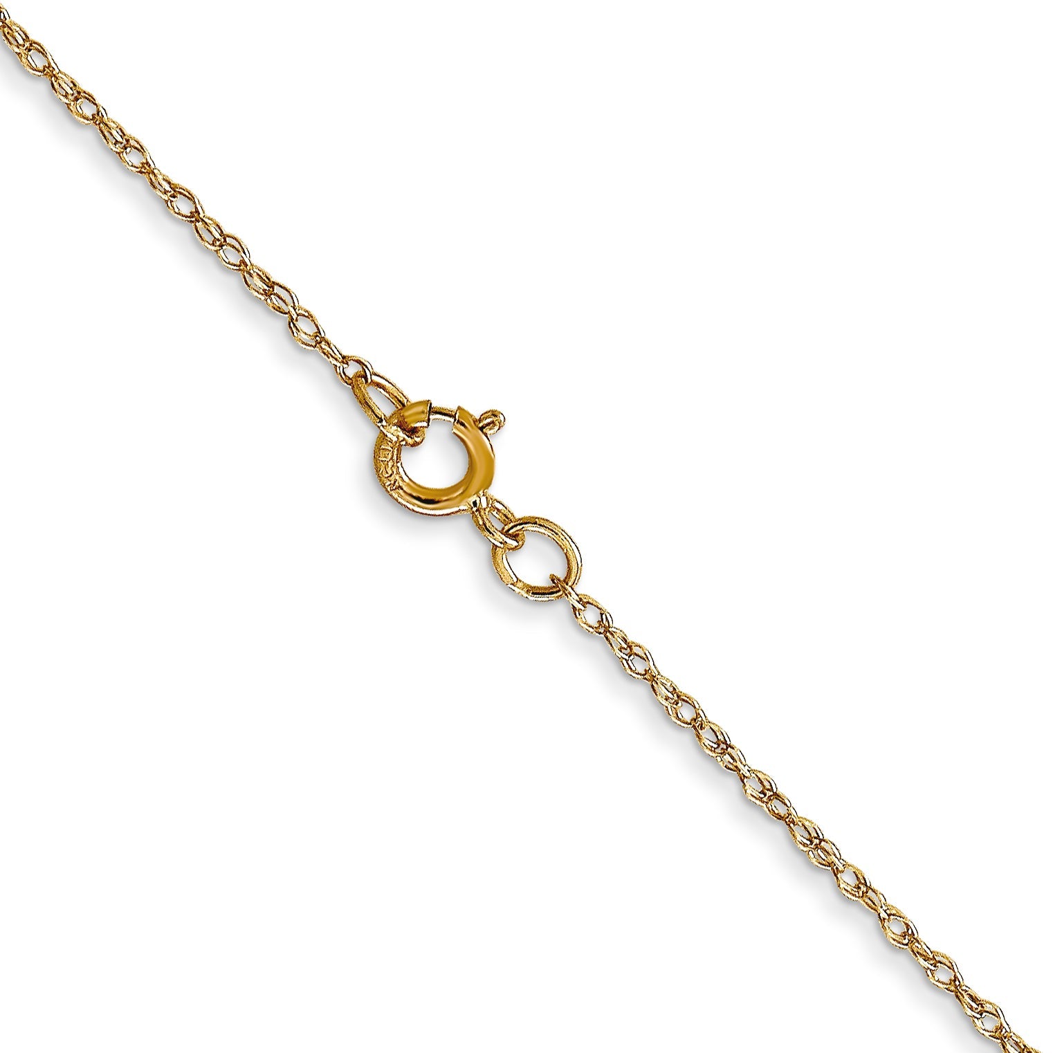22 Inch 10K Yellow Gold .6 mm Carded Cable Rope Chain Necklace