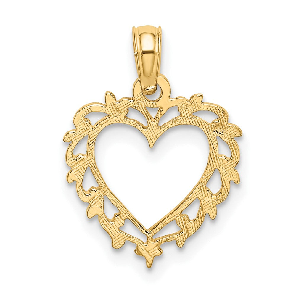 10K Yellow Gold 10K Heart W/ Lace Trim Charm