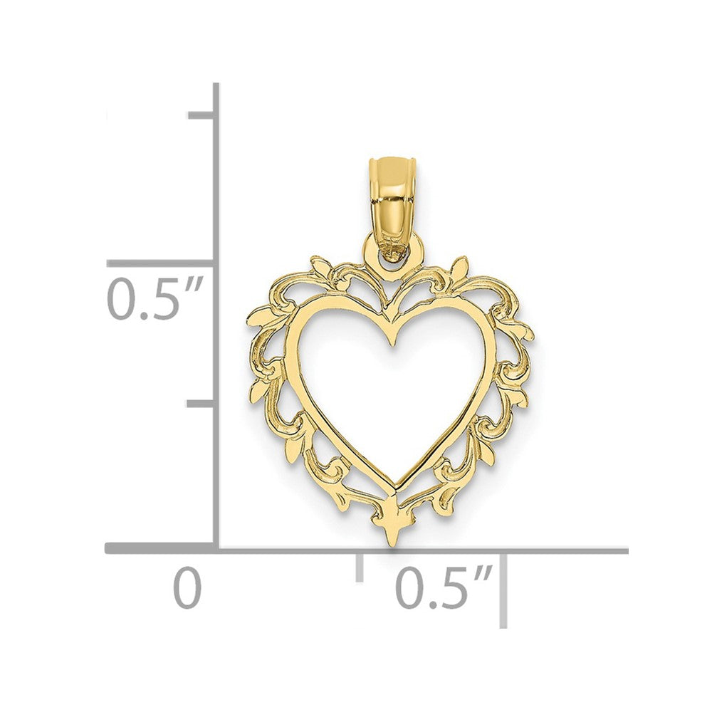 10K Yellow Gold 10K Heart W/ Lace Trim Charm