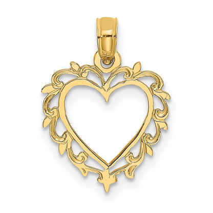 10K Yellow Gold 10K Heart W/ Lace Trim Charm