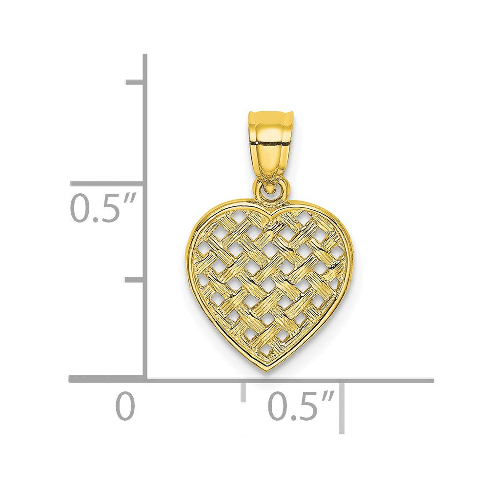 10K Yellow Gold 10K Cut-Out Textured Woven Heart Charm