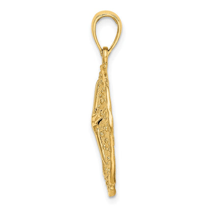 10K Yellow Gold 10K Sand Dollar W/ Starfish Charm