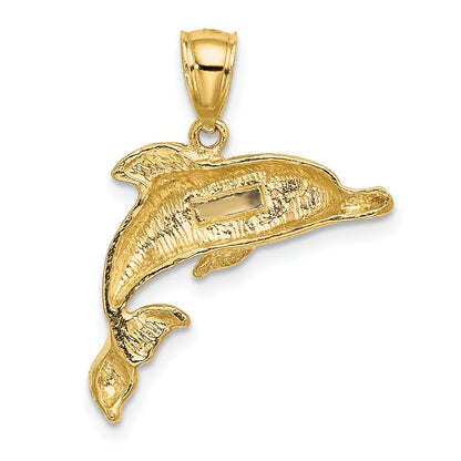 10K Yellow Gold 10K 2-D Polished And Engraved Dolphin Charm