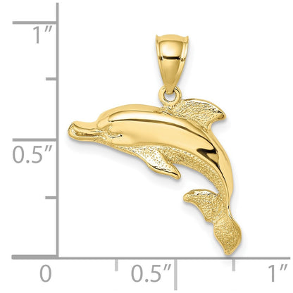 10K Yellow Gold 10K 2-D Polished And Engraved Dolphin Charm