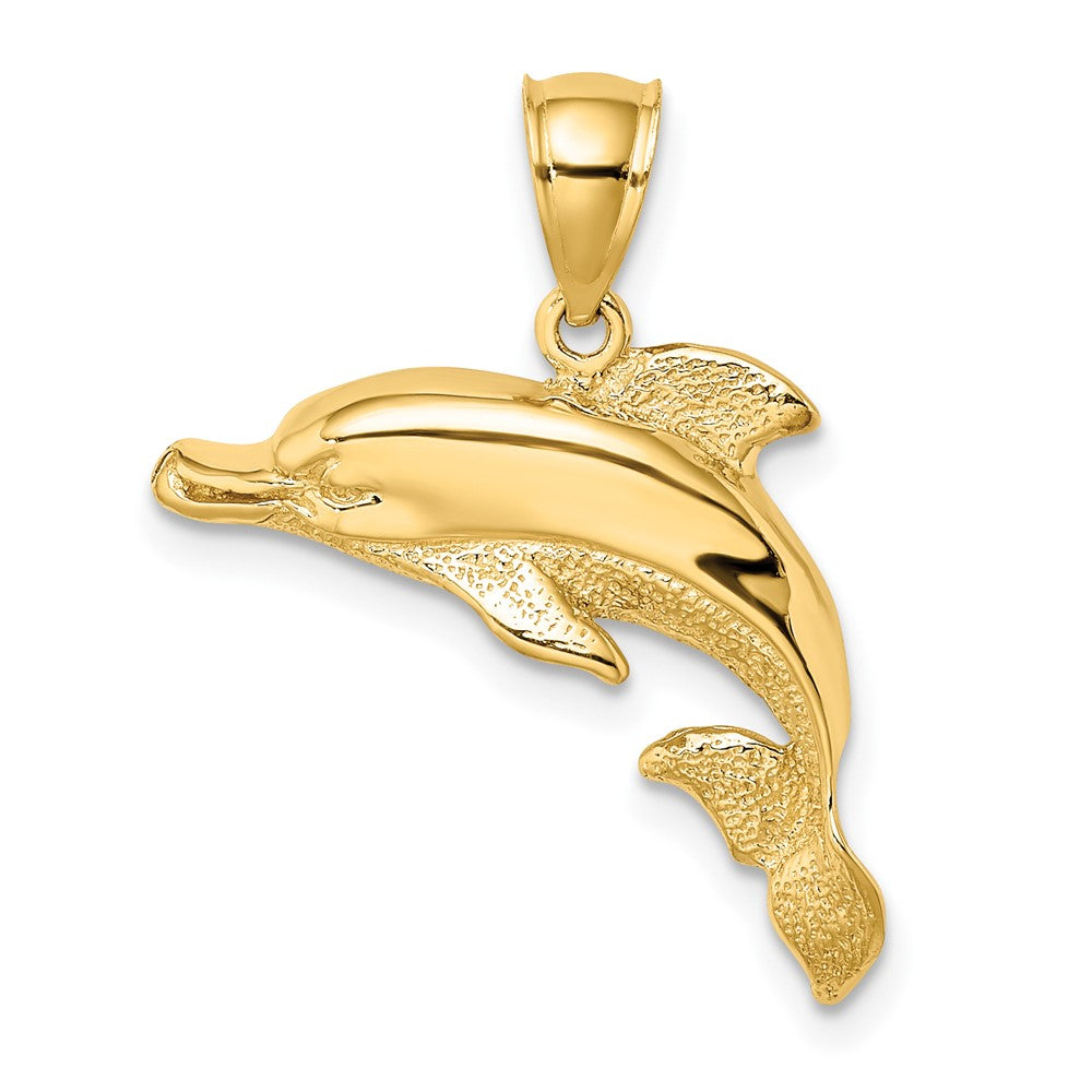 10K Yellow Gold 10K 2-D Polished And Engraved Dolphin Charm