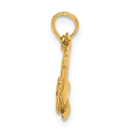 10K Yellow Gold 10K Textured Dolphin Jumping Charm