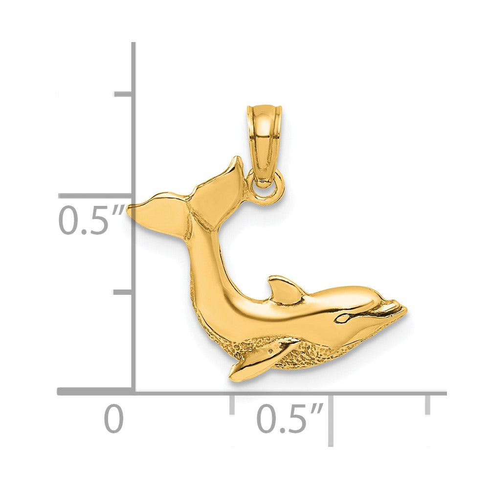 10K Yellow Gold 10K Textured Dolphin Jumping Charm