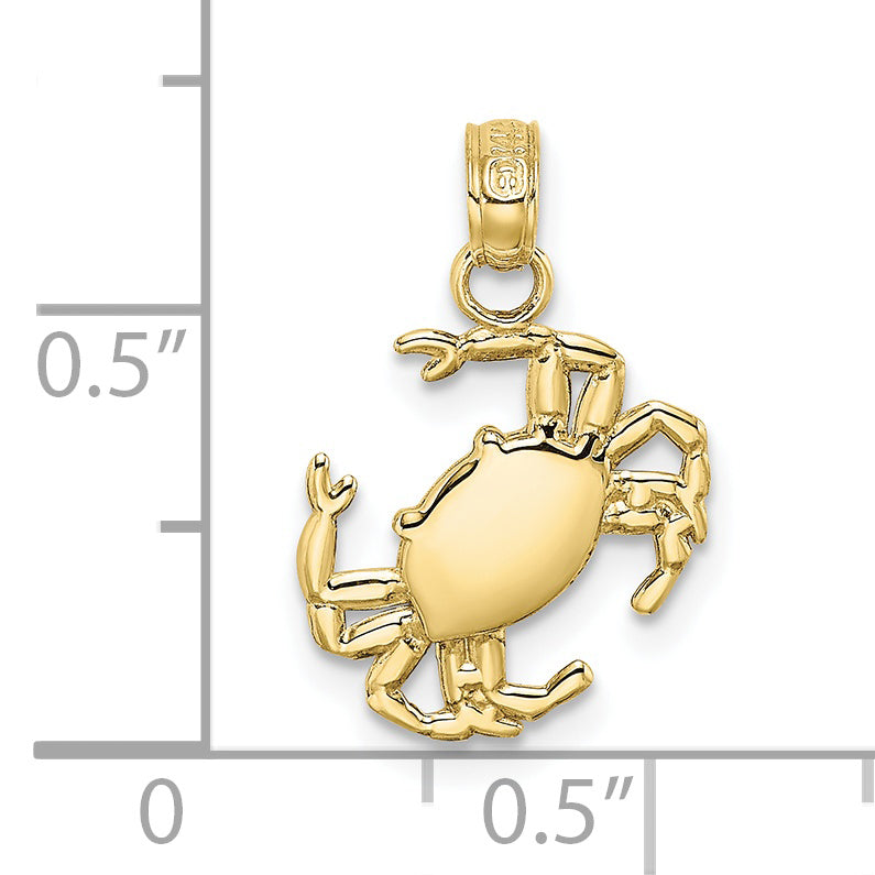 10K Yellow Gold 10K 2-D Polished Crab Charm