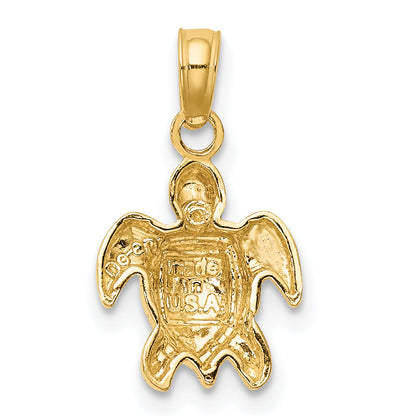 10K Yellow Gold 10K Textured Mini Sea Turtle Charm