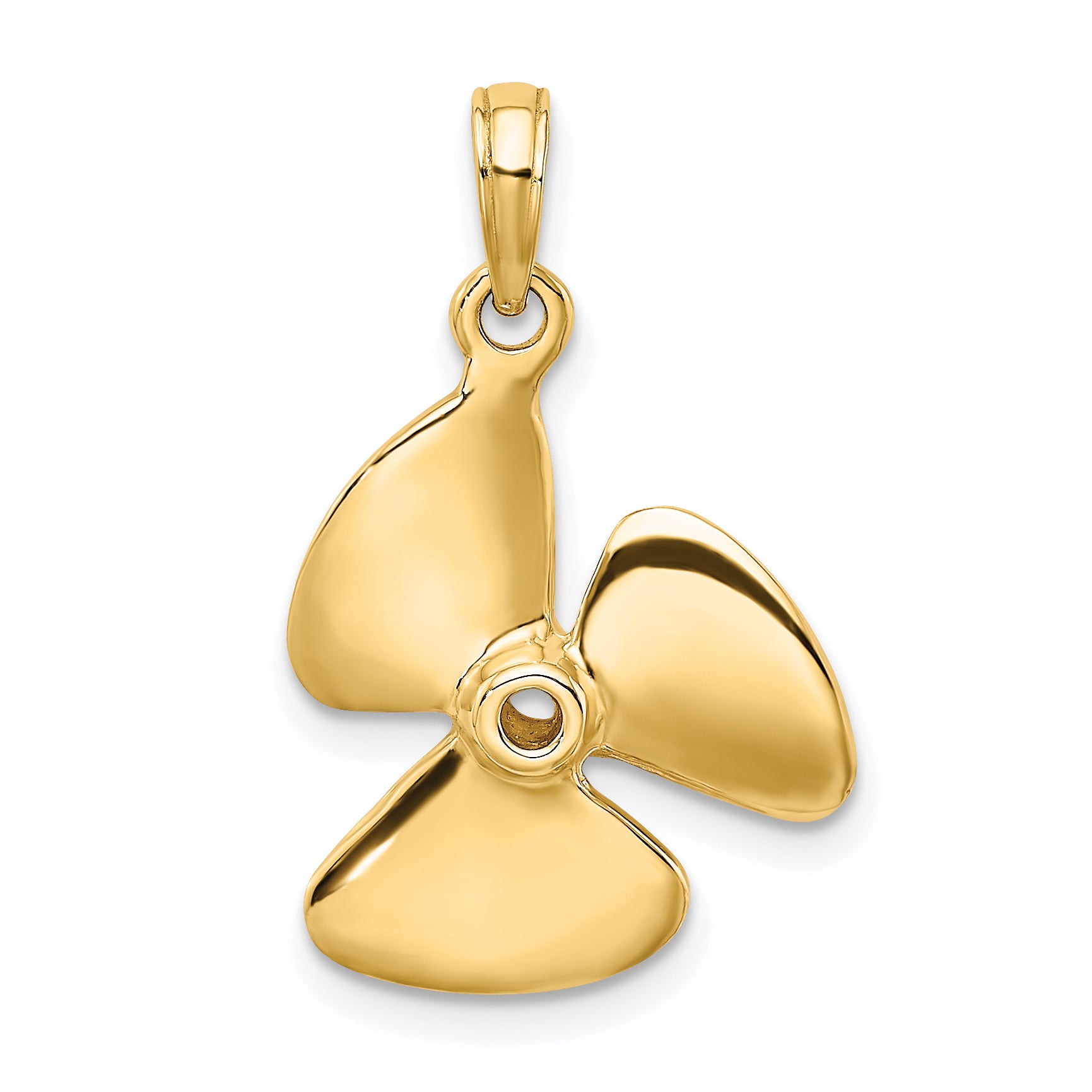 10K Yellow Gold 10K 3-D Polished Three Blade Propeller Charm