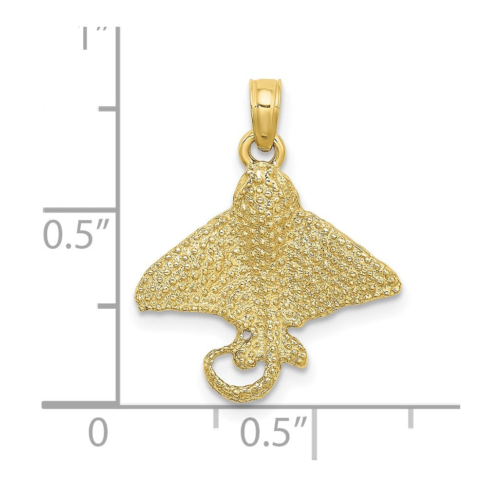 10K Yellow Gold 10K Textured Spotted Eagle Ray Charm
