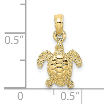 10K Yellow Gold 10K 3-D Mini Sea Turtle Charm
