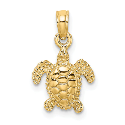 10K Yellow Gold 10K 3-D Mini Sea Turtle Charm