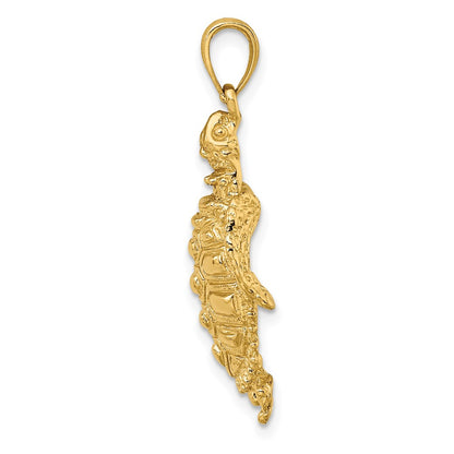 10K Yellow Gold 10K 2-D Sea Turtle W/ Spiny Shell Charm