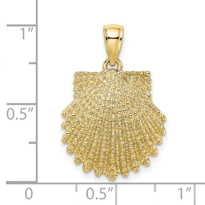 10K Yellow Gold 10K 2-D Beaded Scallop Shell Charm
