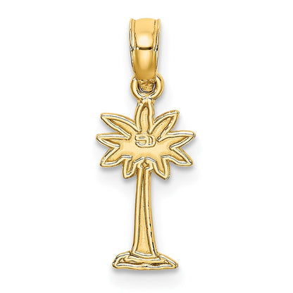 10K Yellow Gold 10K Textured Mini Palmetto Palm Tree Charm