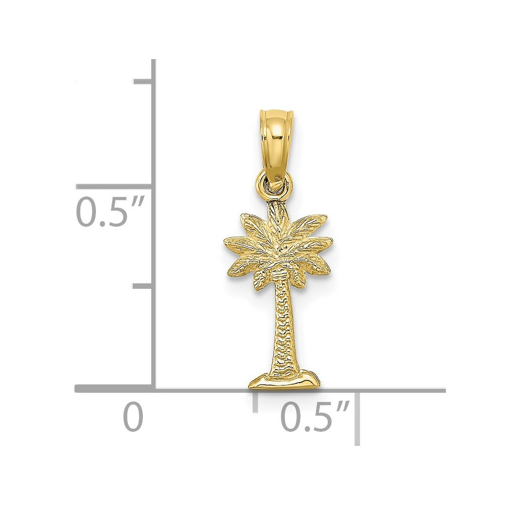 10K Yellow Gold 10K Textured Mini Palmetto Palm Tree Charm
