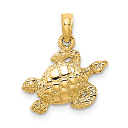10K Yellow Gold 10K Textured Sea Turtle Charm