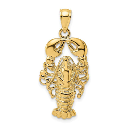 10K Yellow Gold 10K 2-D Textured Maine Lobster Charm