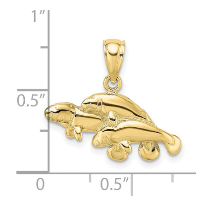 10K Yellow Gold 10K Polished Triple Manatee Charm