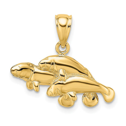 10K Yellow Gold 10K Polished Triple Manatee Charm