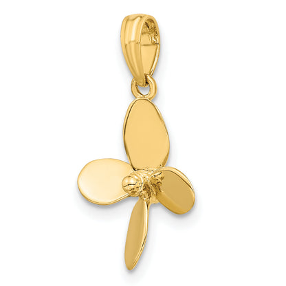 10K Yellow Gold 10K 3-D W/ 4 Blades Propeller Charm