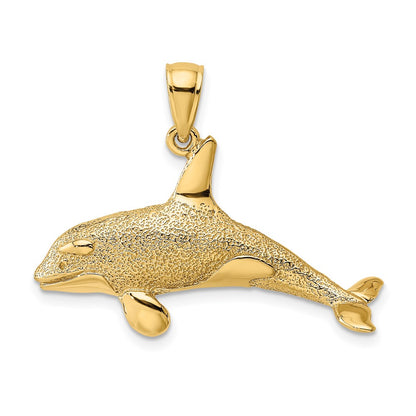 10K Yellow Gold 10K 2-D Textured Orca Whale Charm