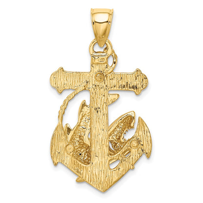 10K Yellow Gold 10K 2-D Anchor With Shark Charm