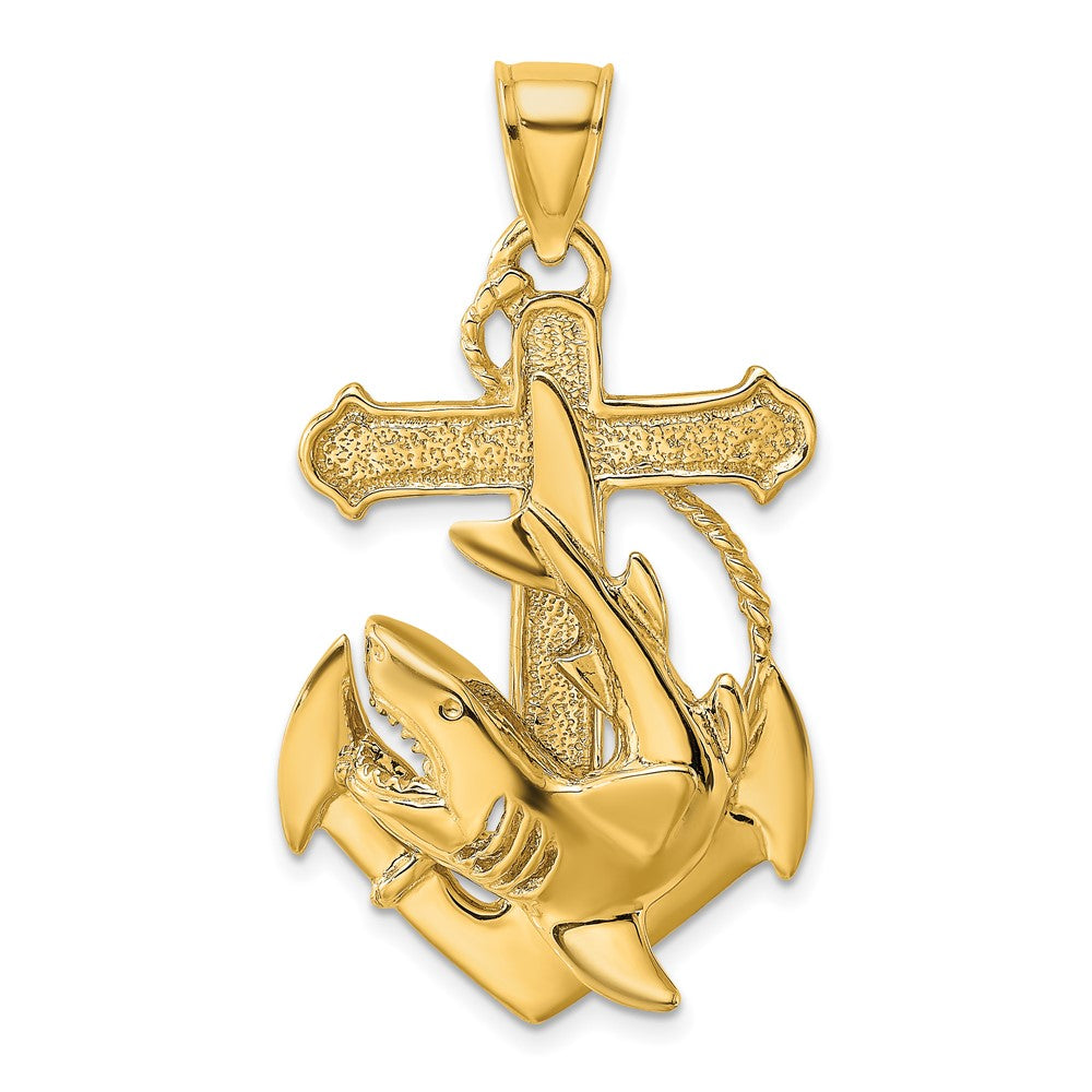 10K Yellow Gold 10K 2-D Anchor With Shark Charm