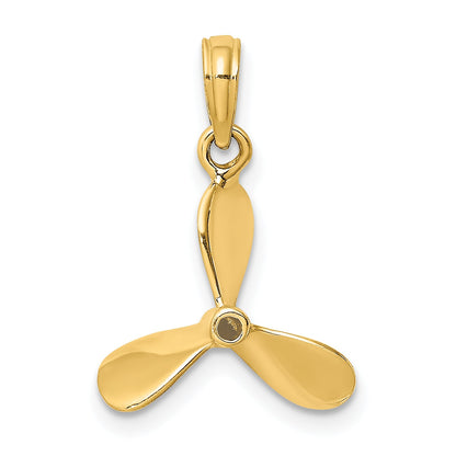 10K Yellow Gold 10K 3-D W/ 3 Blades Propeller Charm