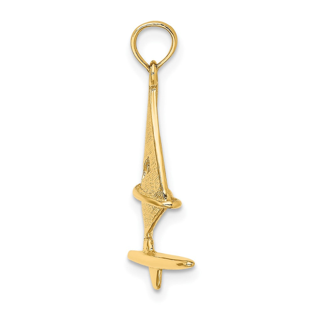 10K Yellow Gold 10K 3-D Textured Windsail Surfing Board Charm