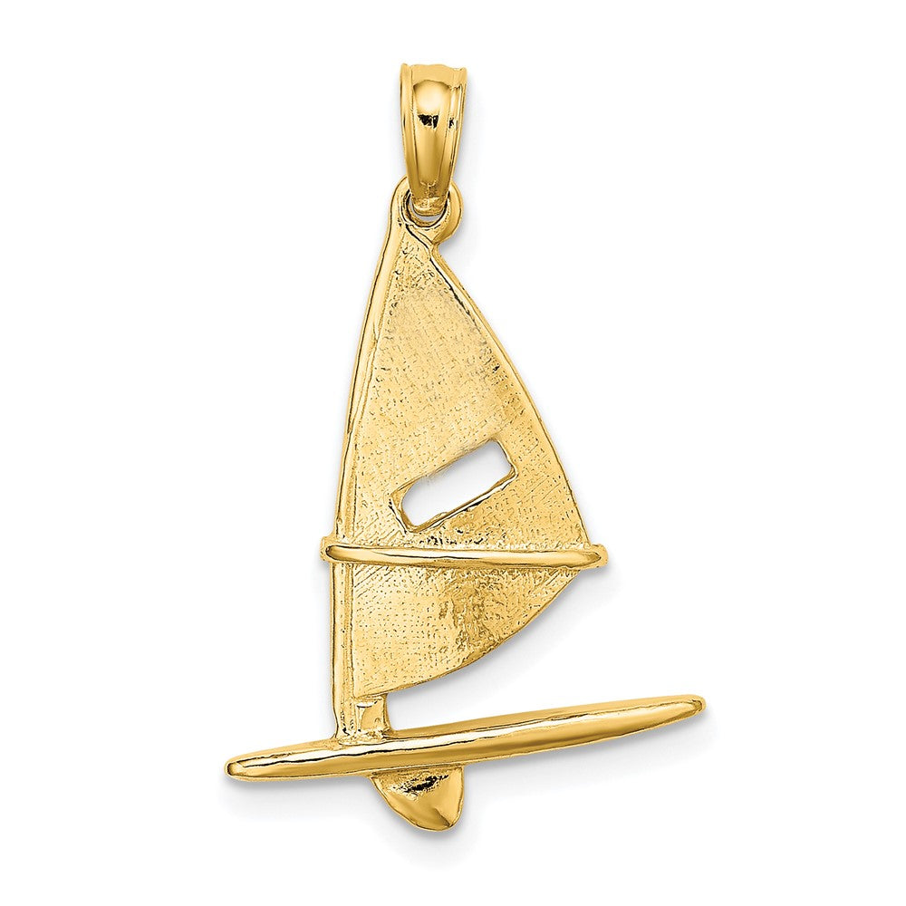 10K Yellow Gold 10K 3-D Textured Windsail Surfing Board Charm