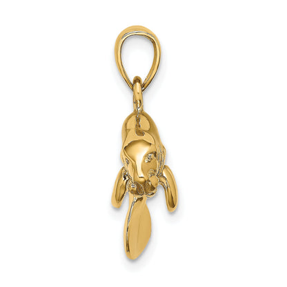 10K Yellow Gold 3-D Polished Swimming Manatee Charm