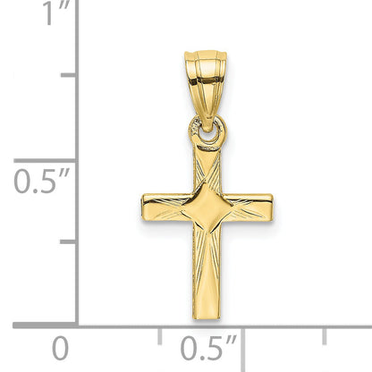 10K Yellow Gold 10K Diamond Shape Center Mini Cross Charm