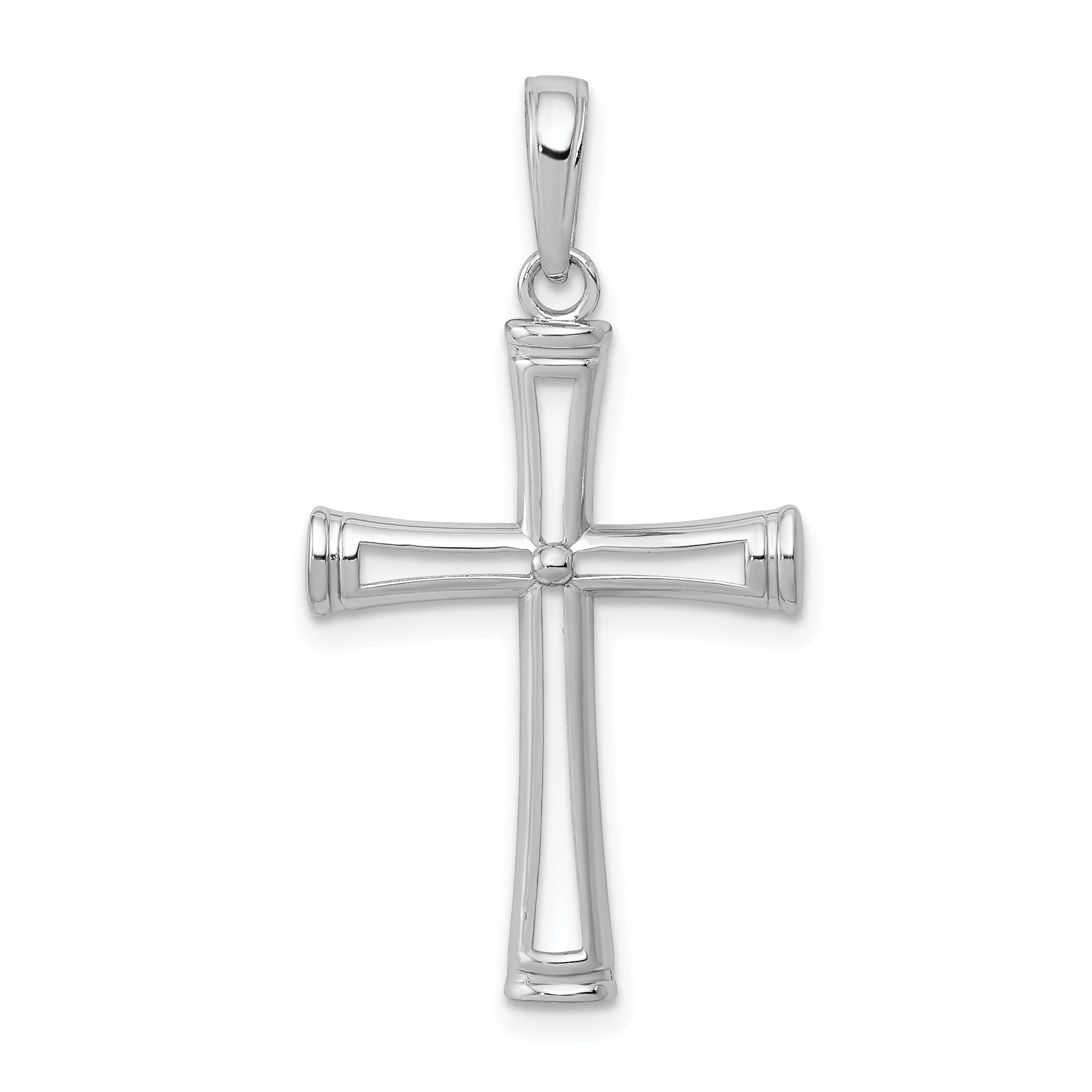10K White Gold 10K Polished And Cut-Out Cross