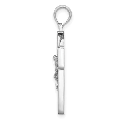 10K White Gold 10K Textured Crucifix W/ Frame Charm