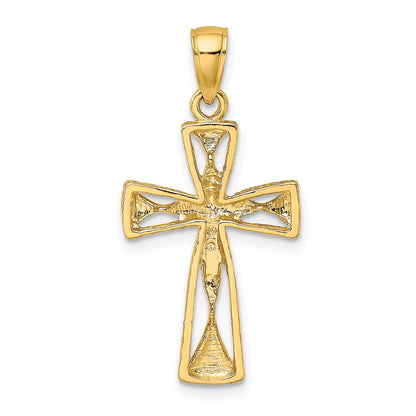 10K Yellow Gold 10K Polished Cut-Out Design Cross Charm