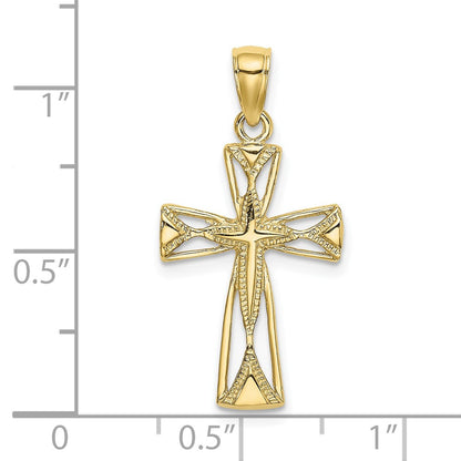 10K Yellow Gold 10K Polished Cut-Out Design Cross Charm