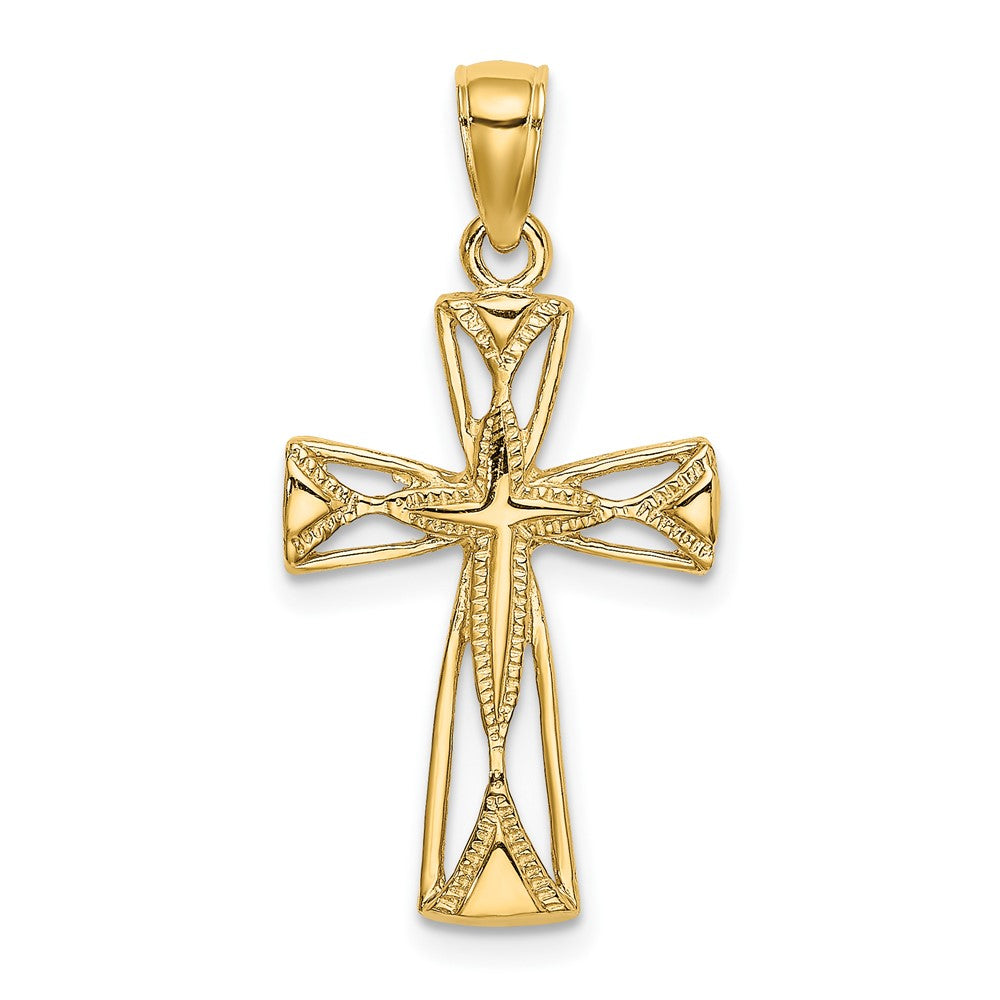 10K Yellow Gold 10K Polished Cut-Out Design Cross Charm