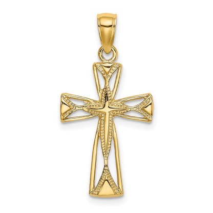 10K Yellow Gold 10K Polished Cut-Out Design Cross Charm
