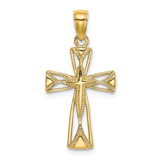 10K Yellow Gold 10K Polished Cut-Out Design Cross Charm