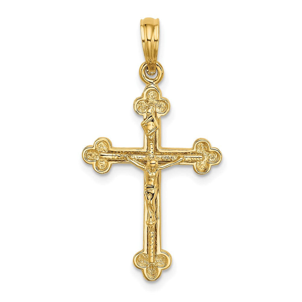 10K Yellow Gold 10K Narrow Budded Crucifix Charm
