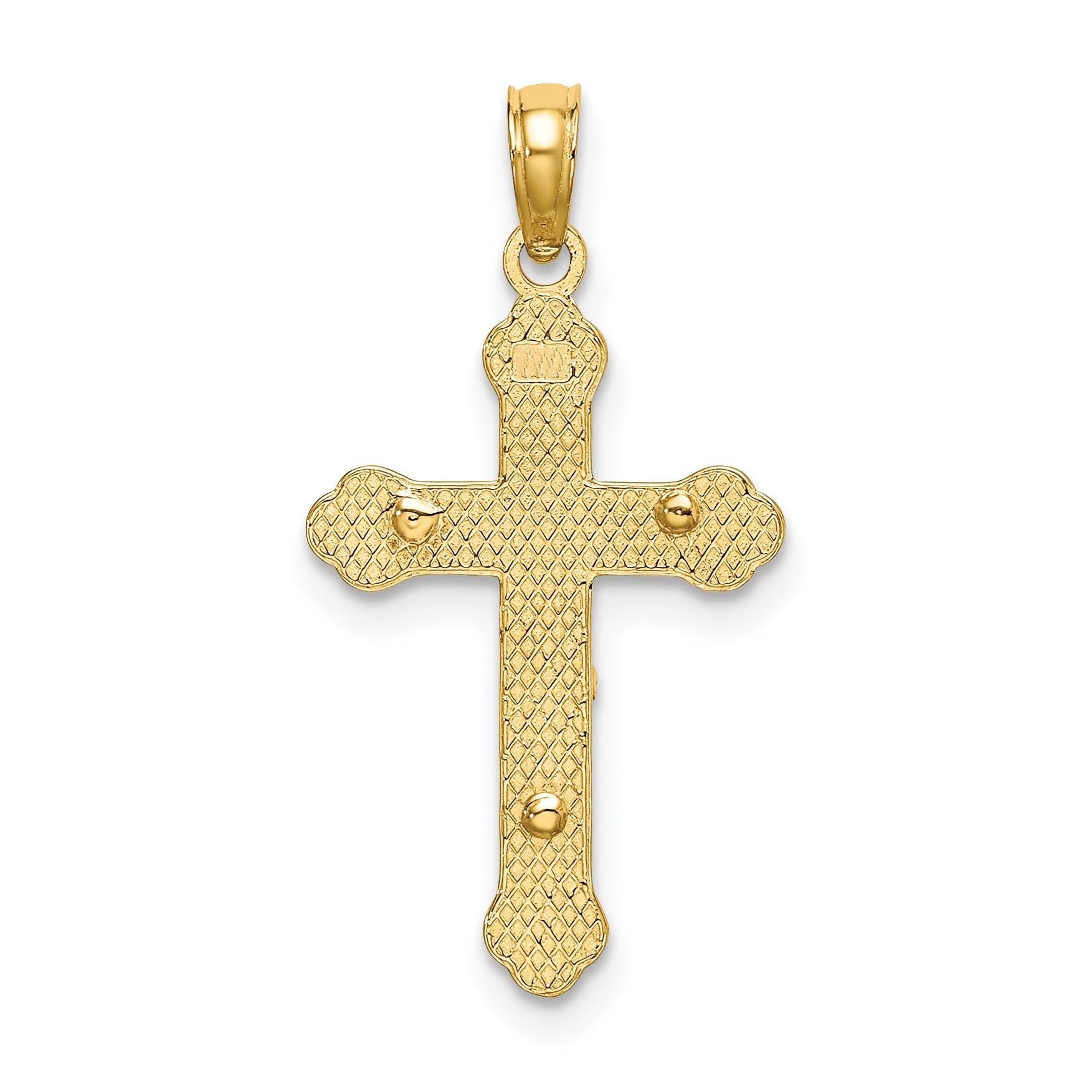 10K Yellow Gold 10K Inri Crucifix W/ Scroll Tips Charm
