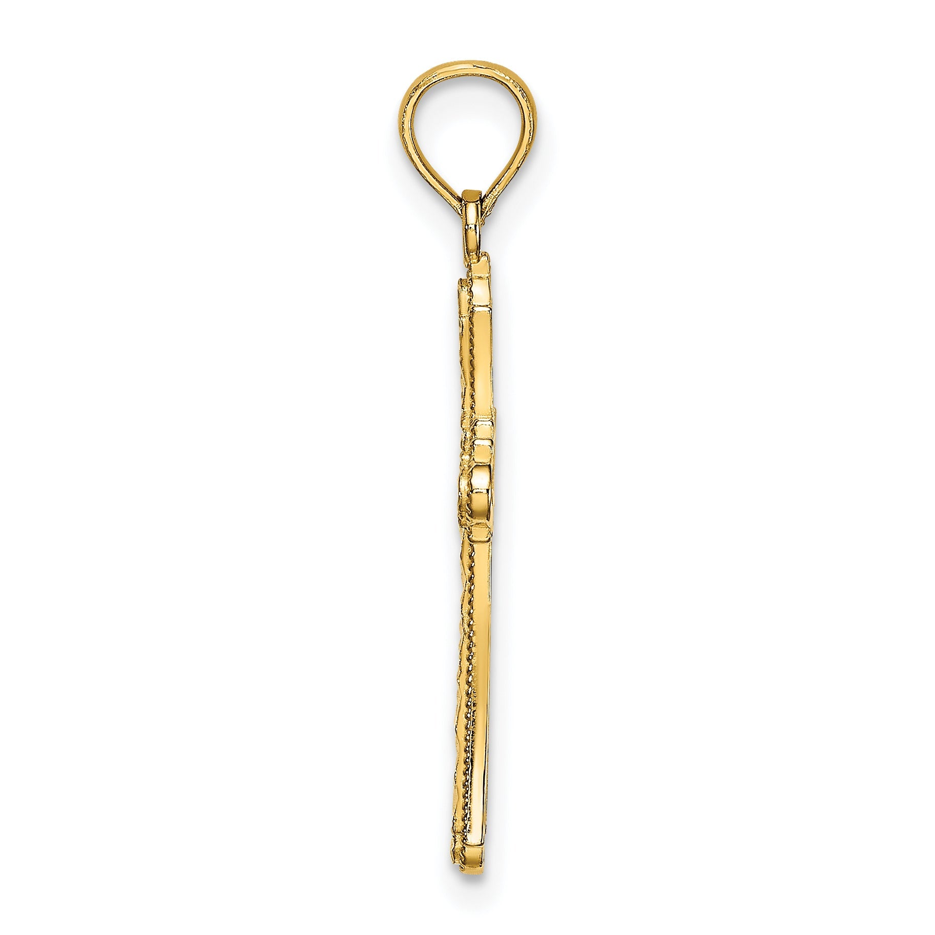 10K Yellow Gold 10K D/C Striped Cross Charm