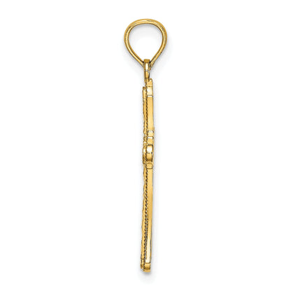 10K Yellow Gold 10K D/C Striped Cross Charm